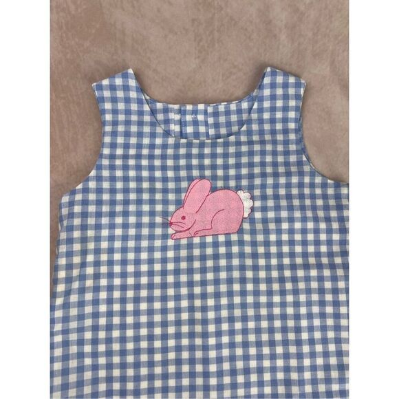 Vintage Y2K 90s Blue Gingham Bunny Girls Dress Size 3 - Picture 2 of 8